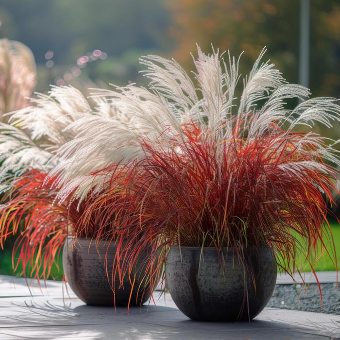 Miscanthus sinensis 'Lady in Red' plant